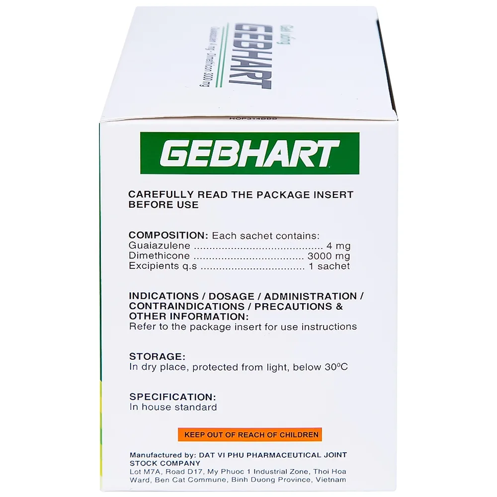 Hình ảnh Gel uống Gebhart Davipharm điều trị triệu chứng cơn đau dạ dày (30 gói x 10g)