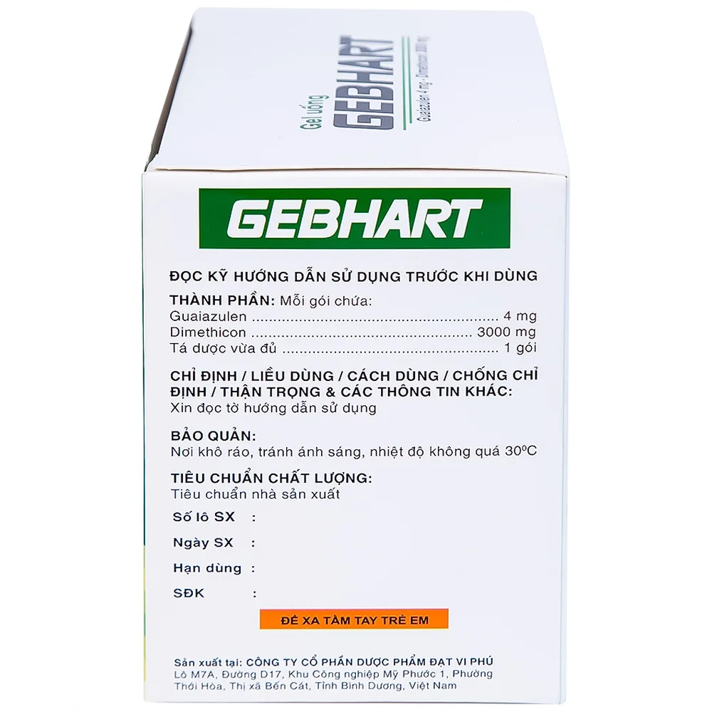 Hình ảnh Gel uống Gebhart Davipharm điều trị triệu chứng cơn đau dạ dày (30 gói x 10g)