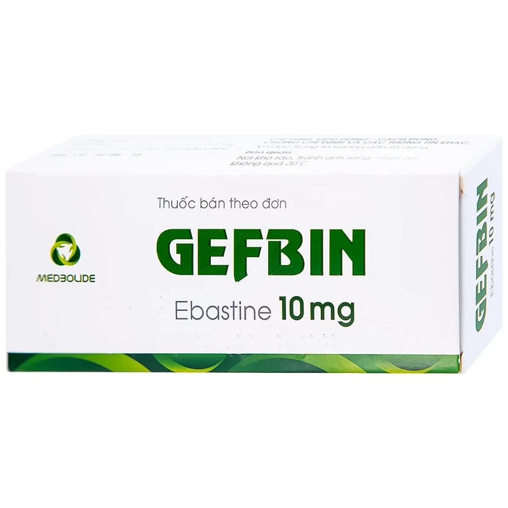 Hình ảnh Thuốc Gefbin Medisun điều trị viêm mũi dị ứng, mề đay vô căn mạn tính (3 vỉ x 10 viên)