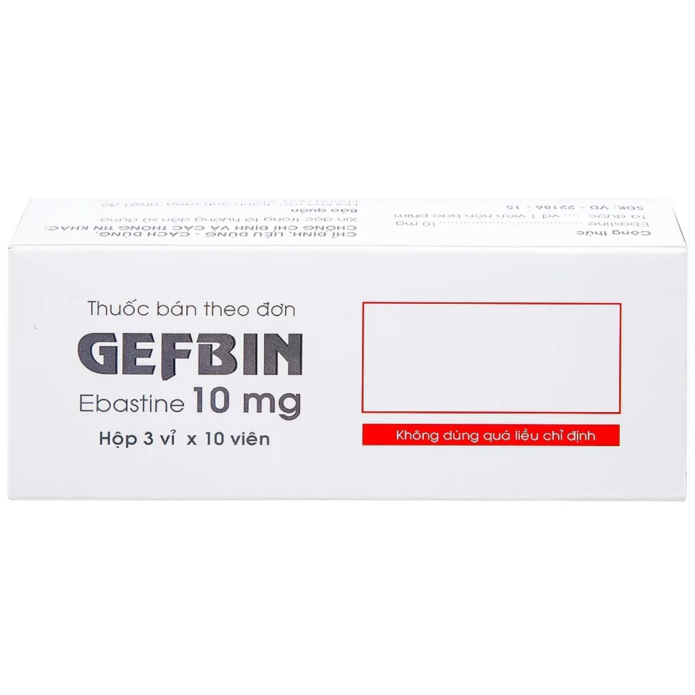 Hình ảnh Thuốc Gefbin Medisun điều trị viêm mũi dị ứng, mề đay vô căn mạn tính (3 vỉ x 10 viên)