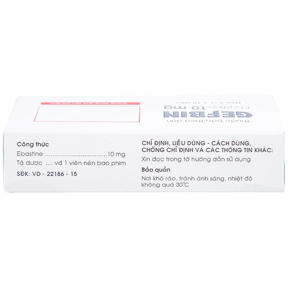 Hình ảnh Thuốc Gefbin Medisun điều trị viêm mũi dị ứng, mề đay vô căn mạn tính (3 vỉ x 10 viên)