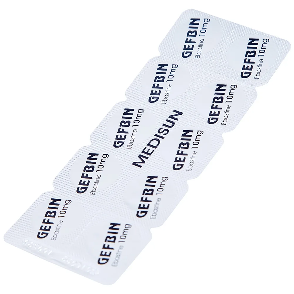 Hình ảnh Thuốc Gefbin Medisun điều trị viêm mũi dị ứng, mề đay vô căn mạn tính (3 vỉ x 10 viên)