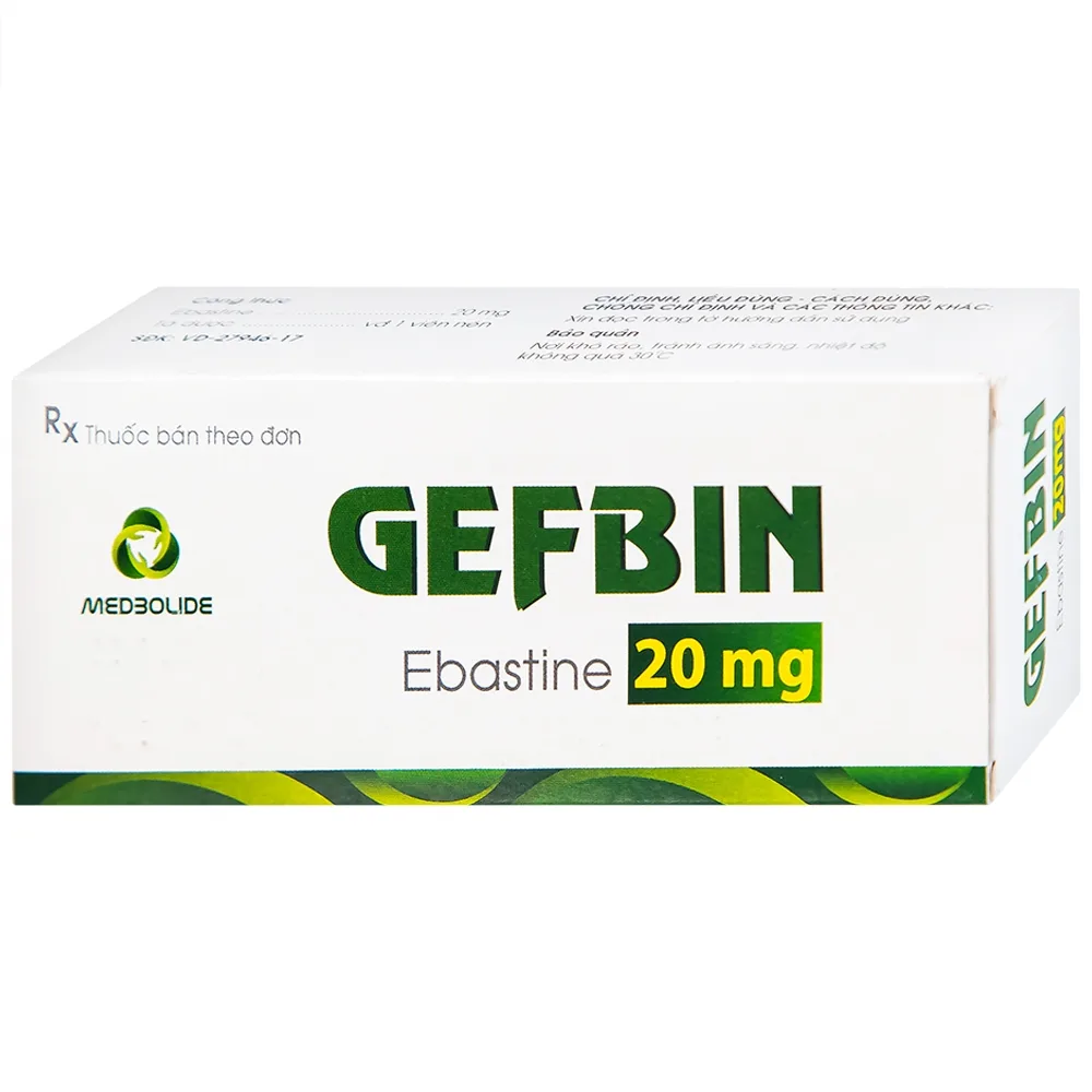 Hình ảnh Thuốc Gefbin Medisun điều trị viêm mũi dị ứng, mề đay vô căn mạn tính (3 vỉ x 10 viên)