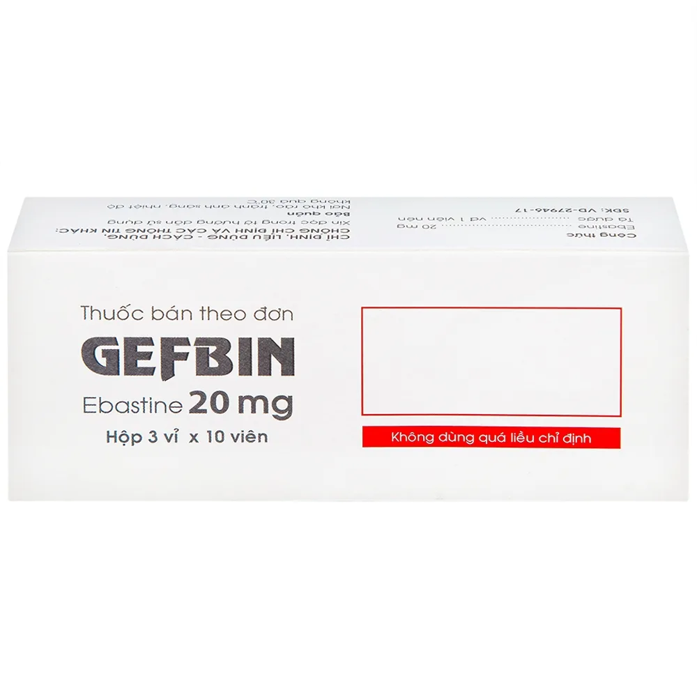 Hình ảnh Thuốc Gefbin Medisun điều trị viêm mũi dị ứng, mề đay vô căn mạn tính (3 vỉ x 10 viên)