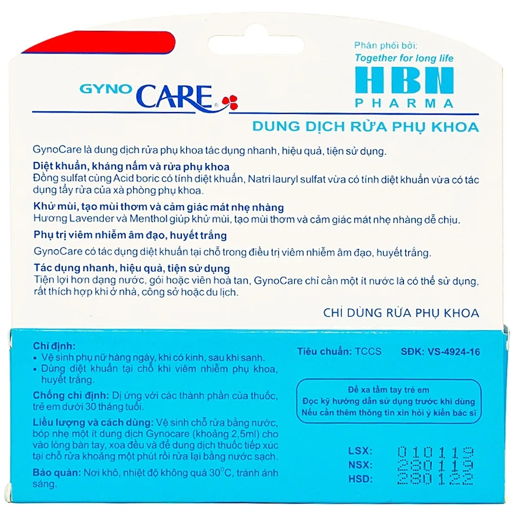 Hình ảnh Dung dịch rửa phụ khoa Gyno Care HBN Pharma diệt khuẩn, khử mùi, phụ trị viêm nhiễm phụ khoa (50g)