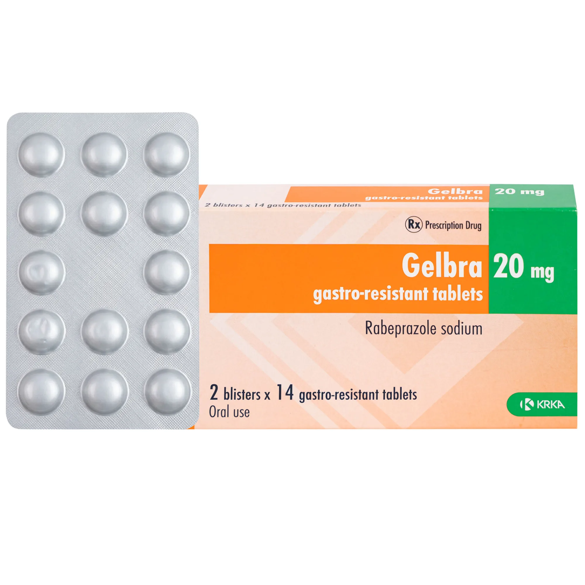 Hình ảnh Thuốc Gelbra 20mg KRKA điều trị các bệnh về dạ dày-tá tràng và trào ngược (2 vỉ x 14 viên)
