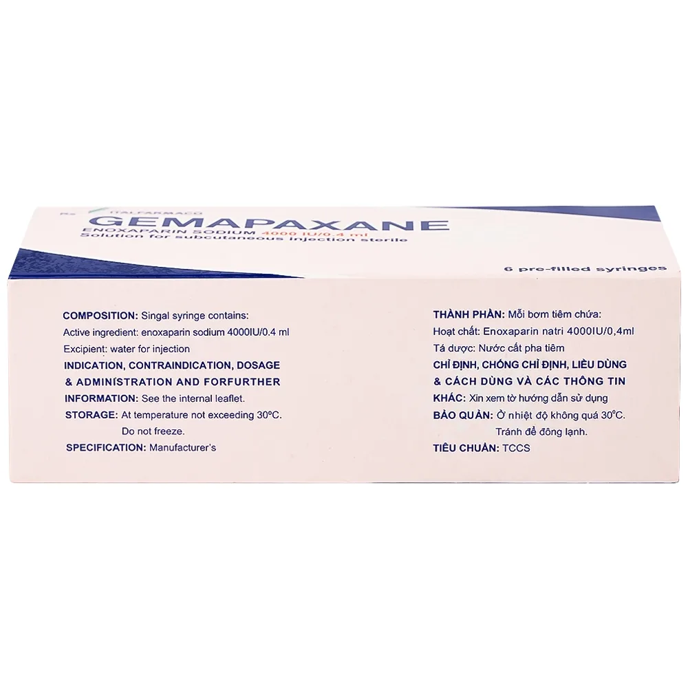 Hình ảnh Thuốc tiêm Gemapaxane 4000/0.4ml Italfarmaco dự phòng huyết khối tĩnh mạch (6 bơm tiêm)