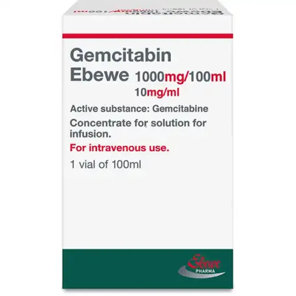 Hình ảnh Thuốc Gemcitabin 1000mg/100ml Ebewe điều trị ung thư bàng quang, ung thư tuyến tụy
