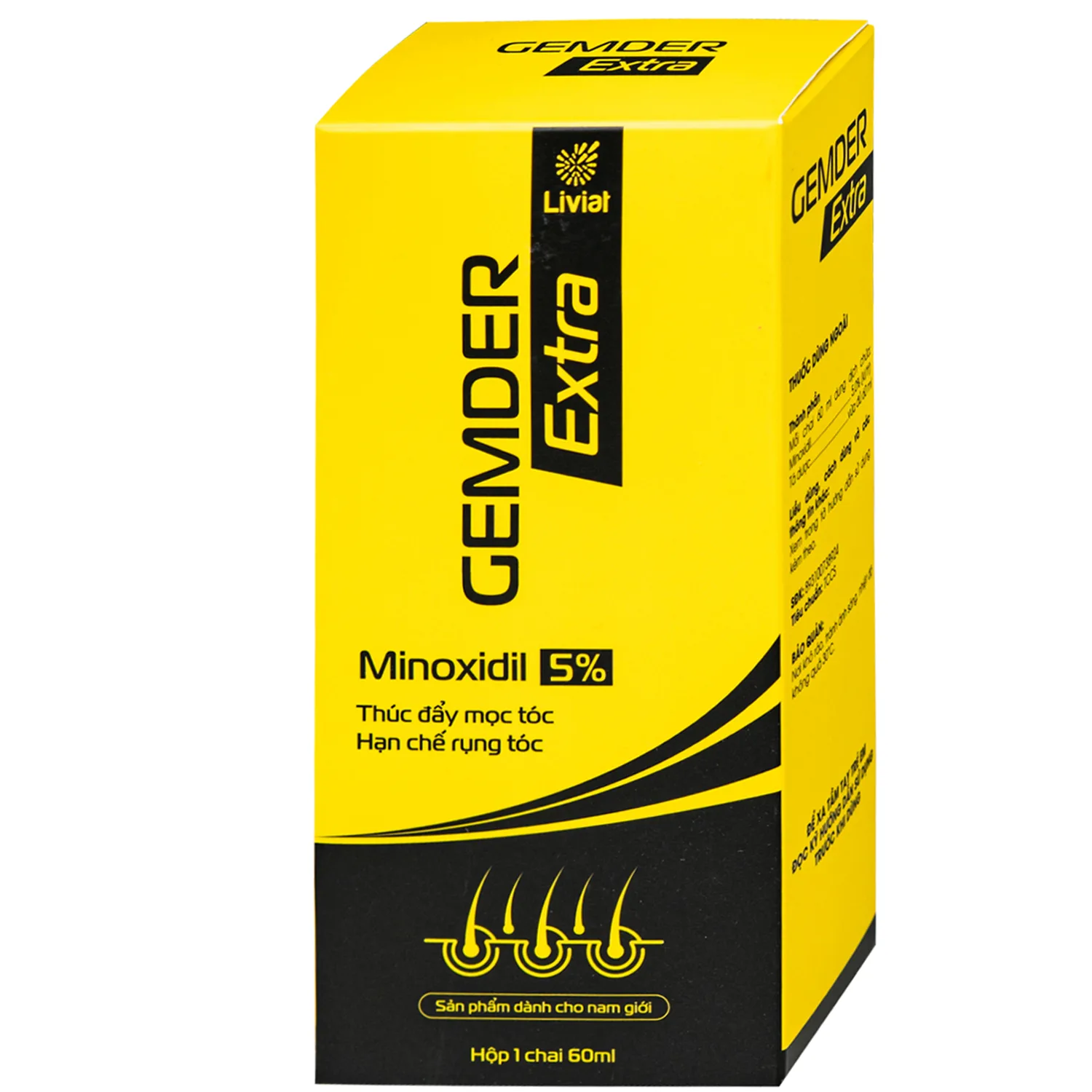 Hình ảnh Thuốc xịt mọc tóc Gemder Extra Minoxidil 5% Liviat kích thích mọc tóc và giảm gãy rụng (60ml)