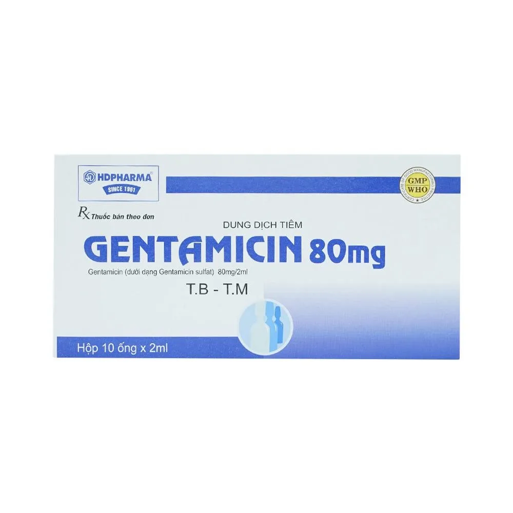 Hình ảnh Dung dịch tiêm Gentamicin 80mg HDPharma điều trị nhiễm khuẩn nặng (10 ống x 2ml)