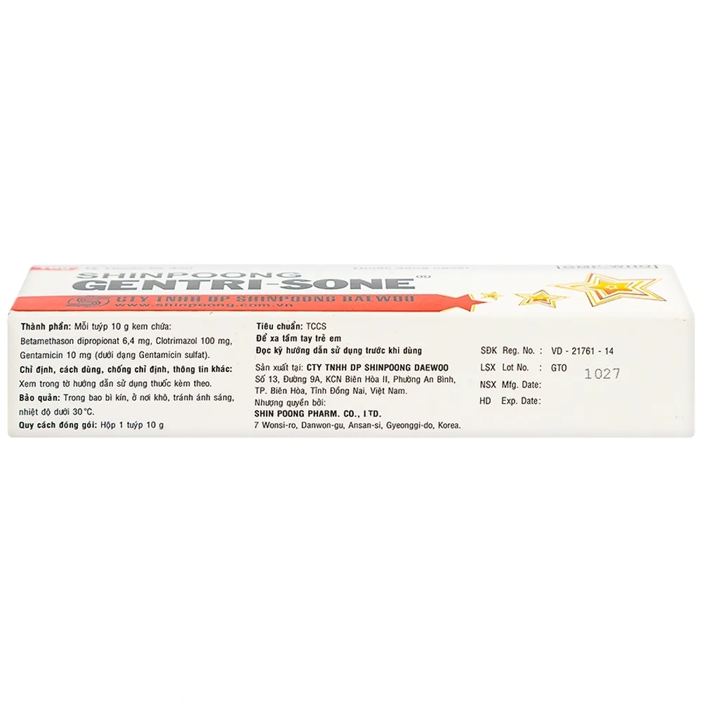 Hình ảnh Kem Gentrisone ShinPoong Deawoo điều trị nấm da, giảm viêm ngứa da (10g)