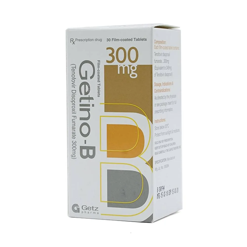 Hình ảnh Thuốc Getino-B 300mg Getz kiểm soát nhiễm HIV, điều trị viêm gan B mạn tính (30 viên)