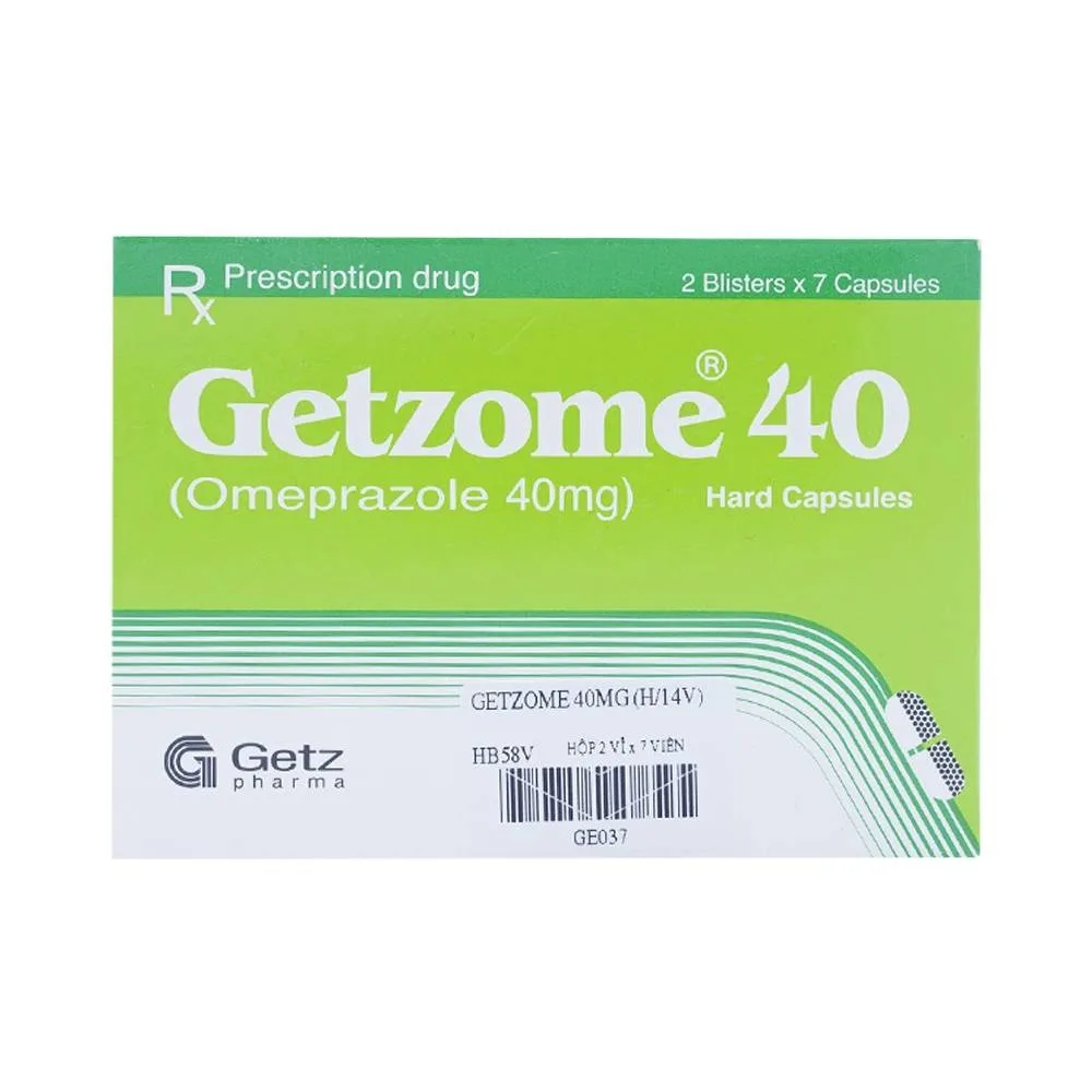 Hình ảnh Thuốc Getzome 40 Getz điều trị loét dạ dày, tá tràng (2 vỉ x 7 viên)