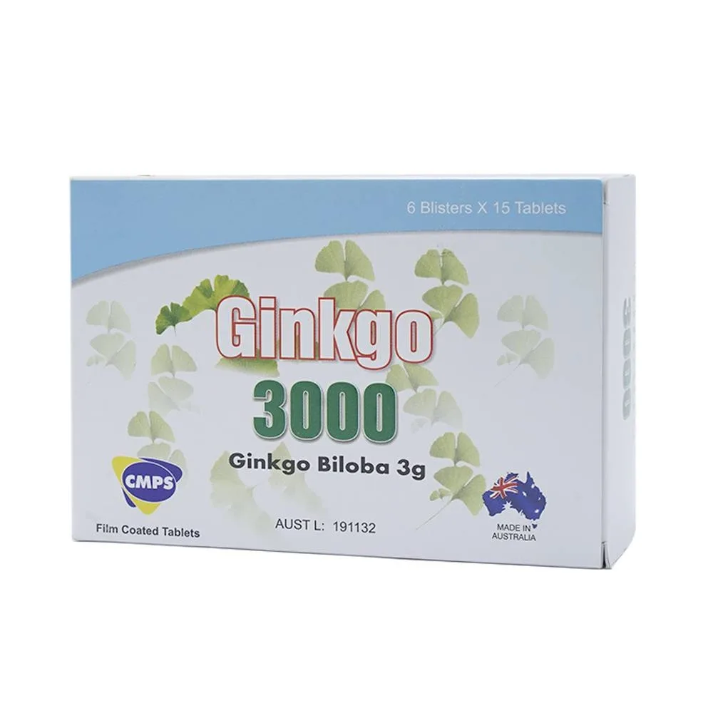 Hình ảnh Thuốc Ginkgo 3000 CMPS điều trị suy giảm tuần hoàn máu (6 vỉ x 15 viên)