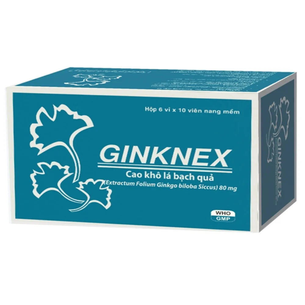 Hình ảnh Thuốc Ginknex 80mg Davipharm hỗ trợ điều trị chứng giảm trí nhớ, kém tập trung tư tưởng (6 vỉ x 10 viên)