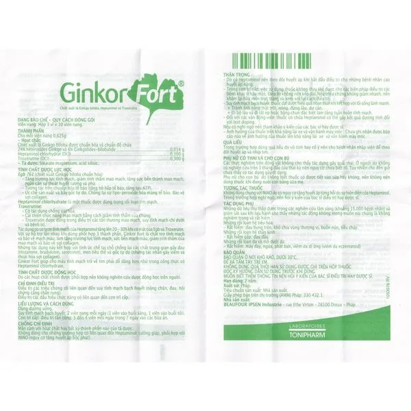 Hình ảnh Thuốc Ginkor Fort điều trị suy tĩnh mạch bạch huyết (3 vỉ x 10 viên)