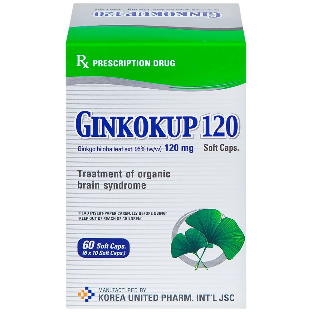 Hình ảnh Thuốc Ginkokup 120 United điều trị bệnh sa sút trí tuệ, kể cả bệnh Alzheimer (6 vỉ x 10 viên)