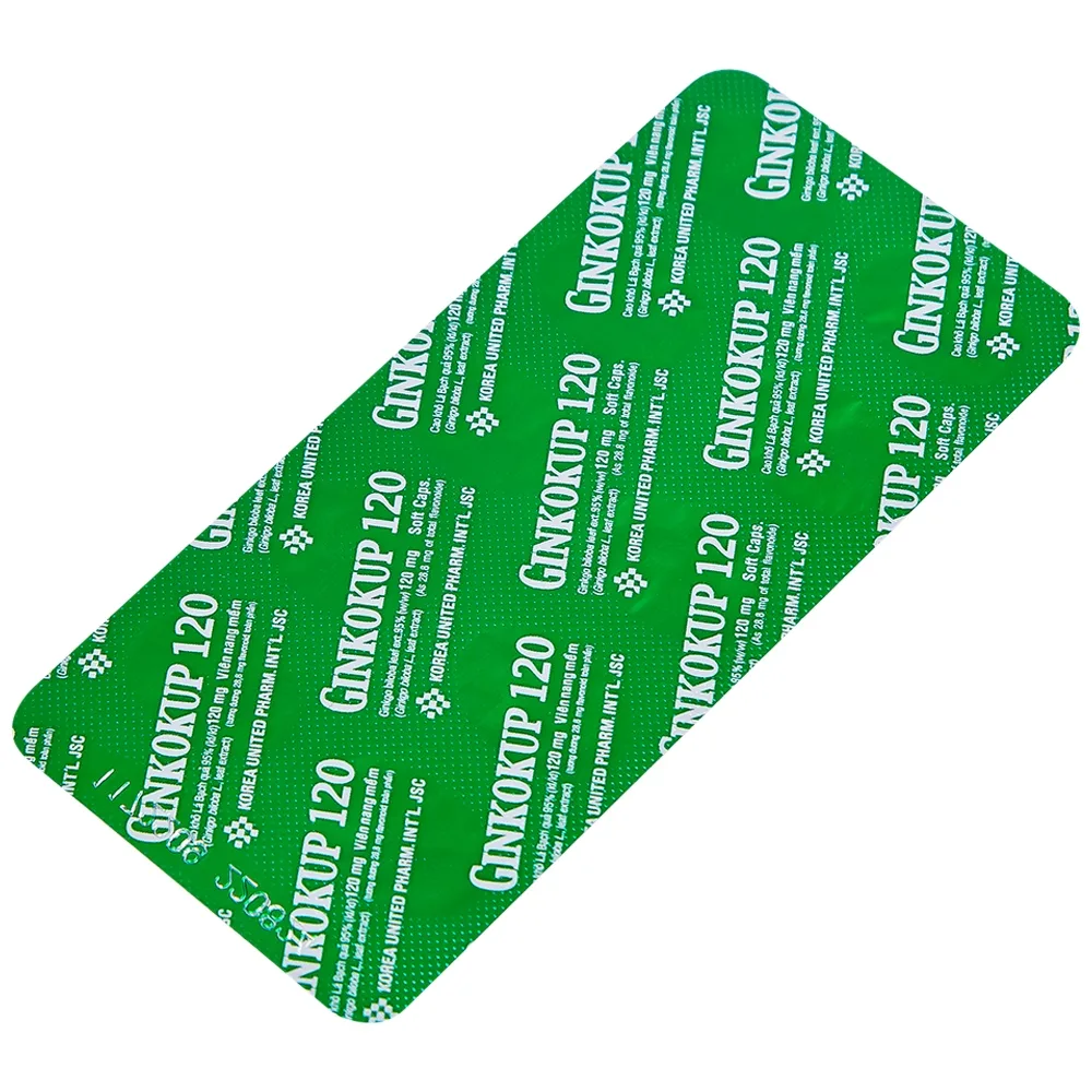 Hình ảnh Thuốc Ginkokup 120 United điều trị bệnh sa sút trí tuệ, kể cả bệnh Alzheimer (6 vỉ x 10 viên)