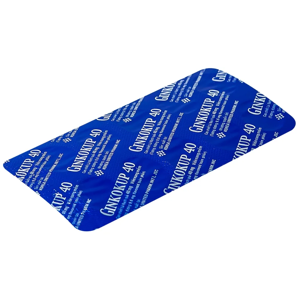 Hình ảnh Thuốc Ginkokup 40 Korea United điều trị bệnh sa sút trí tuệ, bệnh Alzheimer, rối loạn mạch máu não (6 vỉ x 10 viên)