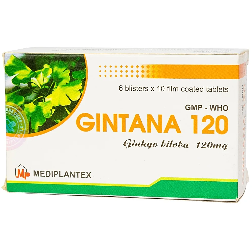 Hình ảnh Thuốc Gintana 120 Mediplantex điều trị tai biến mạch máu não, thiểu năng tuần hoàn não (6 vỉ x 10 viên)