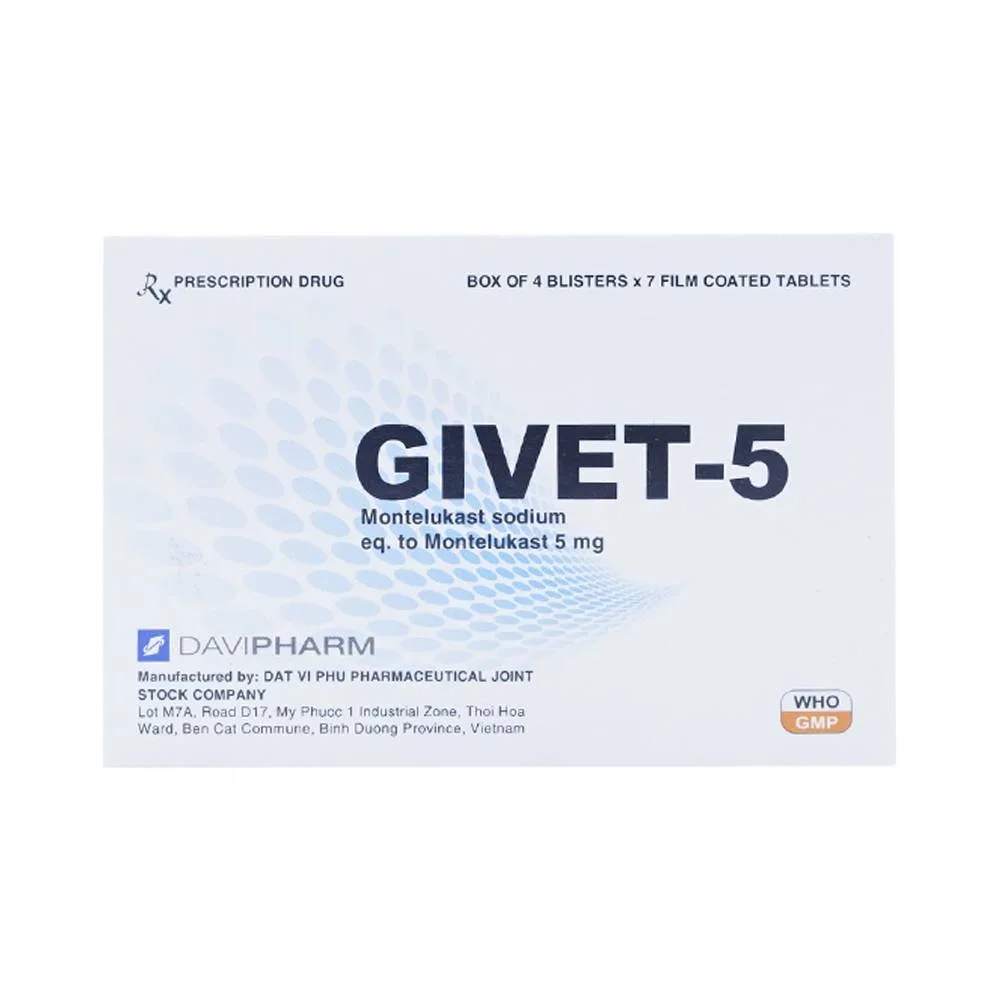 Hình ảnh Thuốc Givet-5 phòng và điều trị viêm phế quản mạn tính (4 vỉ x 7 viên)