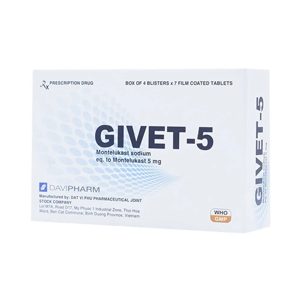 Hình ảnh Thuốc Givet-5 phòng và điều trị viêm phế quản mạn tính (4 vỉ x 7 viên)