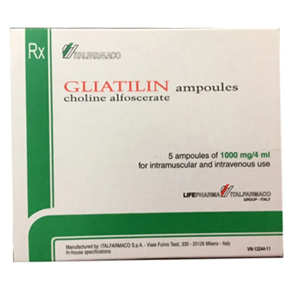 Hình ảnh Dung dịch tiêm Gliatilin Italfarmaco điều trị đột quỵ, sa sút trí tuệ (5 ống x 4ml)