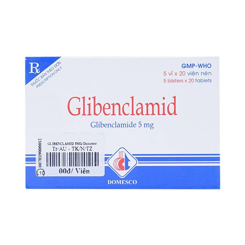 Hình ảnh Thuốc Glibenclamid Domesco điều trị đái tháo đường không phụ thuộc insulin típ 2 (5 vỉ x 20 viên)