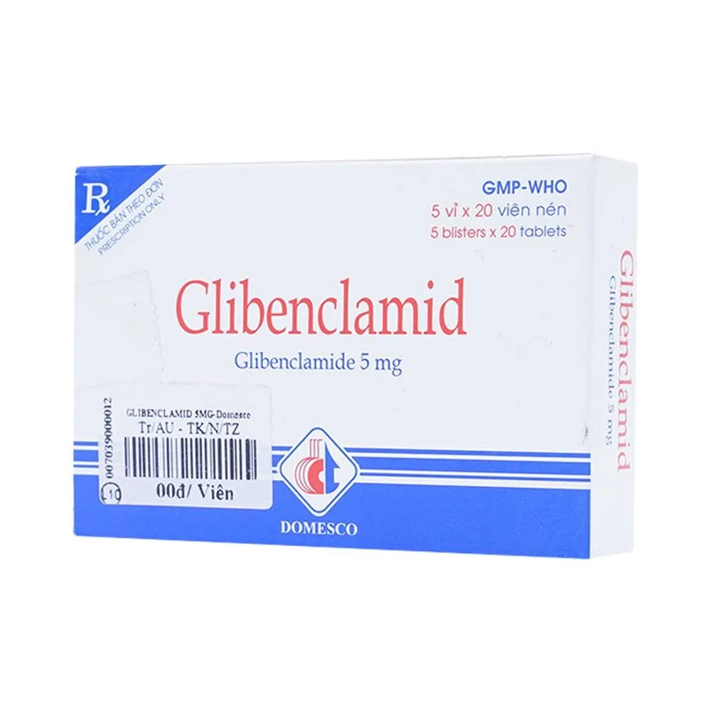 Hình ảnh Thuốc Glibenclamid Domesco điều trị đái tháo đường không phụ thuộc insulin típ 2 (5 vỉ x 20 viên)