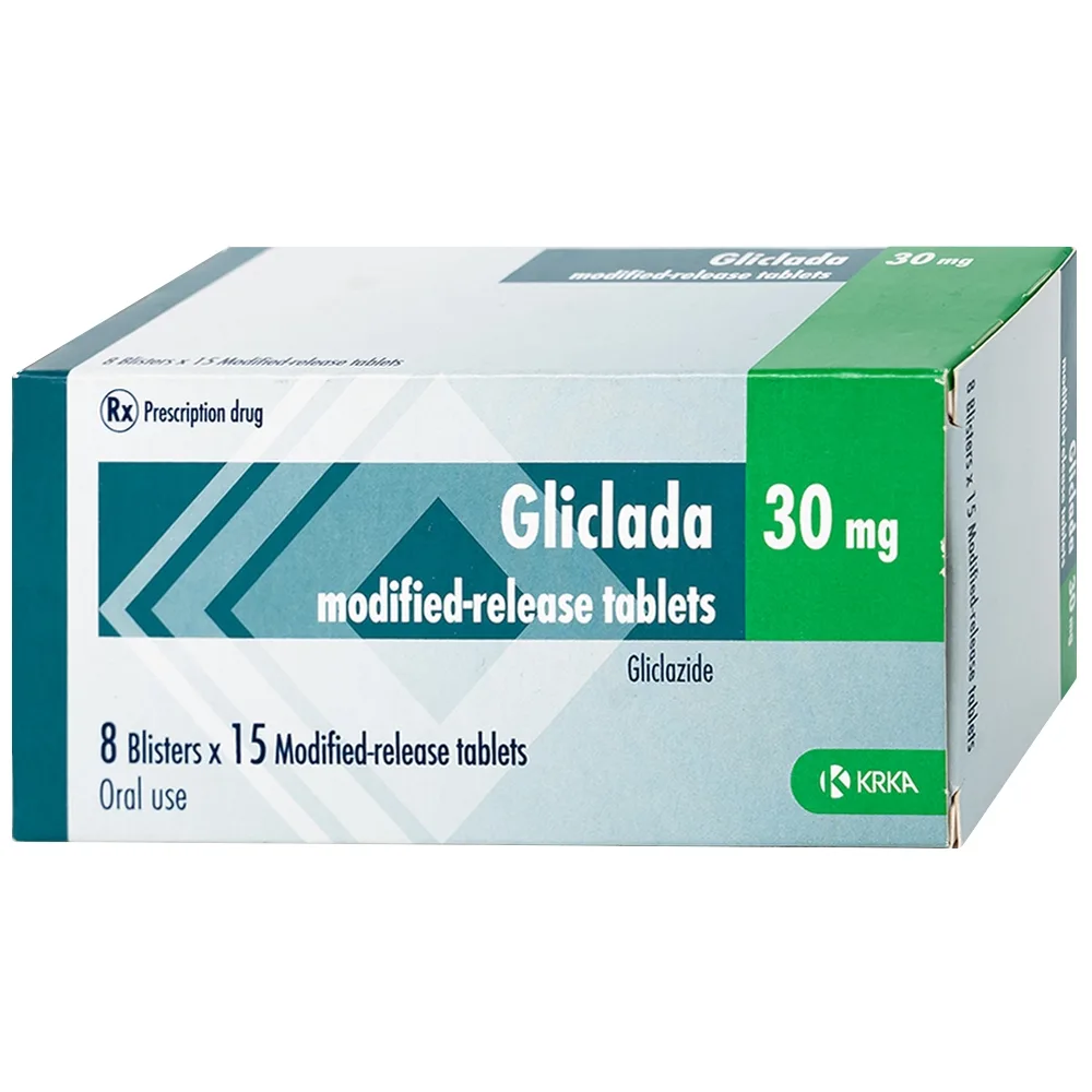 Hình ảnh Thuốc Gliclada 30mg KRKA điều trị bệnh tiểu đường (8 vỉ x 15 viên)