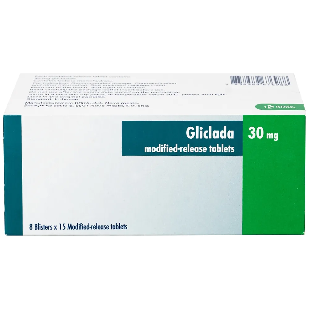 Hình ảnh Thuốc Gliclada 30mg KRKA điều trị bệnh tiểu đường (8 vỉ x 15 viên)