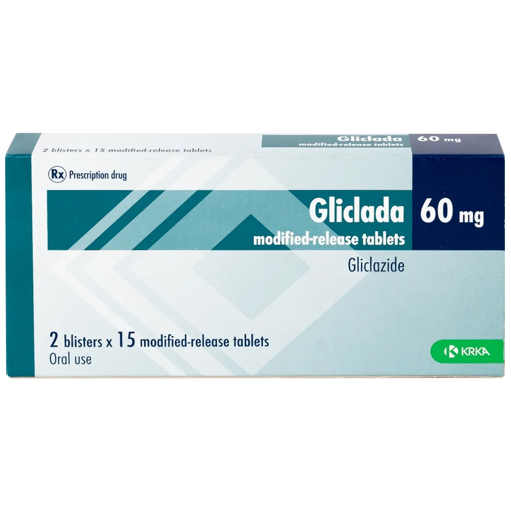 Hình ảnh Thuốc Gliclada 60mg KRKA điều trị bệnh tiểu đường (2 vỉ x 15 viên)