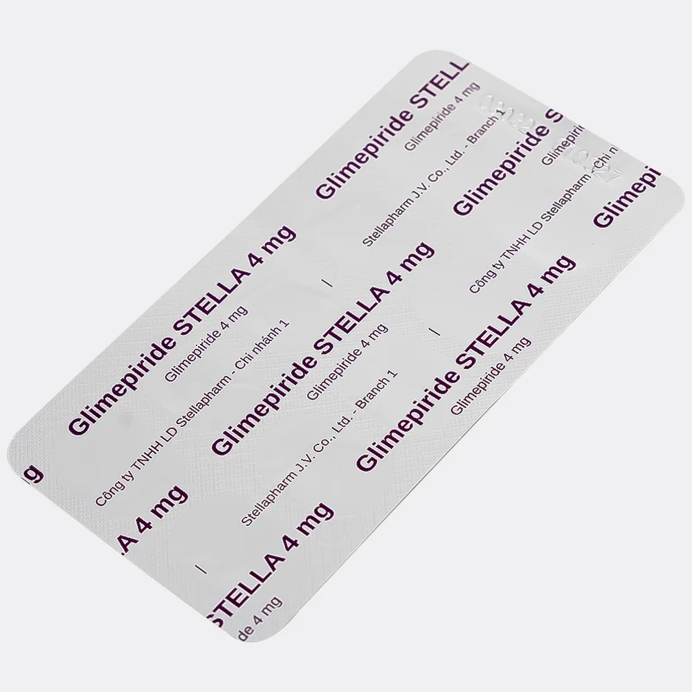 Hình ảnh Thuốc Glimepiride 4mg Stella Pharm giảm đường huyết cho bệnh đái tháo đường típ 2 (6 vỉ x 10 viên)