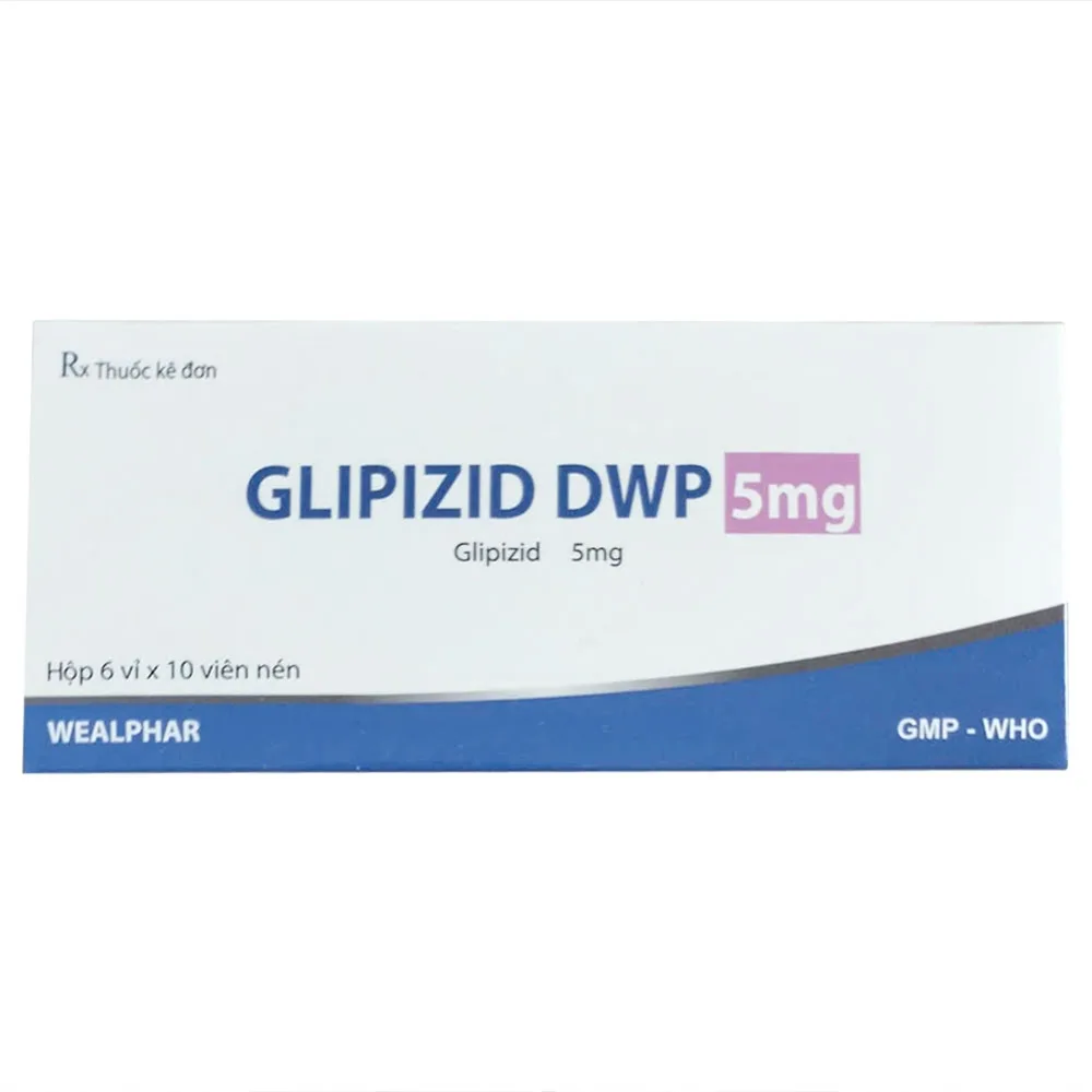 Hình ảnh Thuốc Glipizid 5mg Wealphar điều trị tiểu đường (6 vỉ x 10 viên)