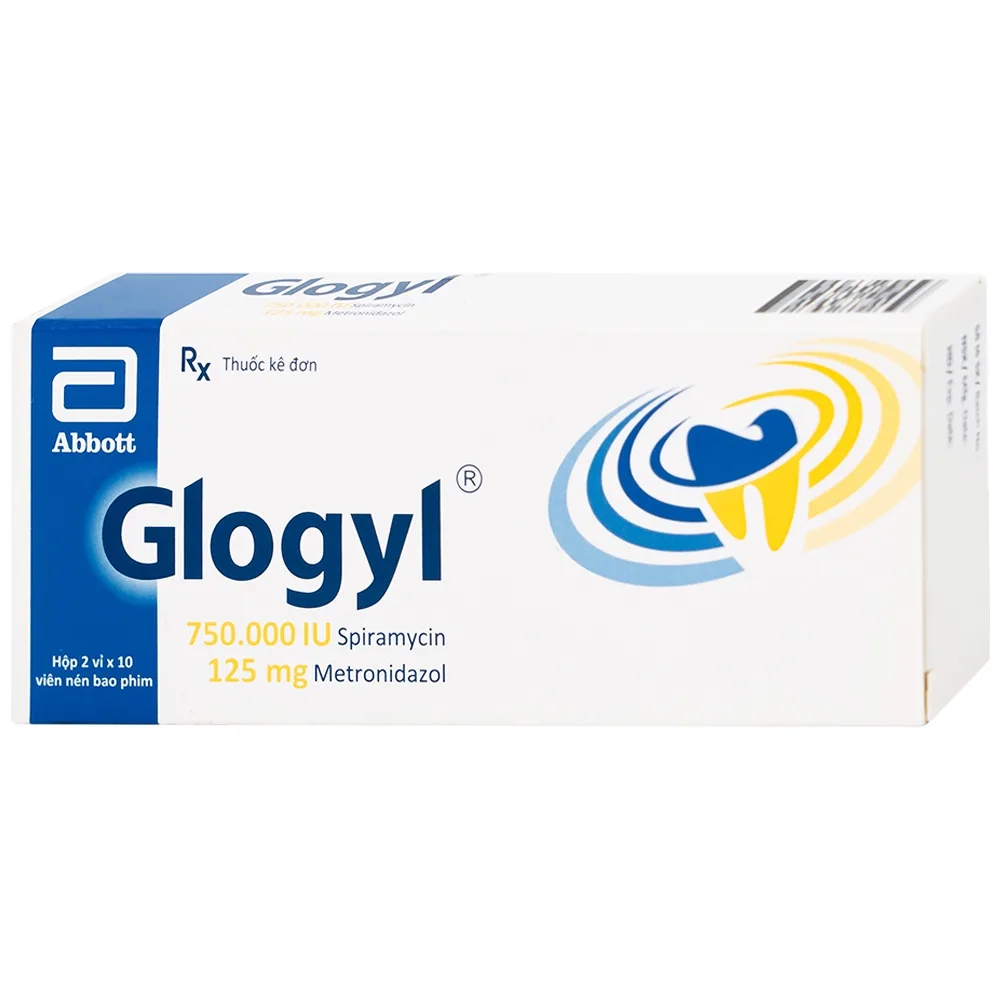 Hình ảnh Viên nén Glogyl Glomed điều trị nhiễm khuẩn răng miệng cấp tính, mạn tính (2 vỉ x 10 viên)