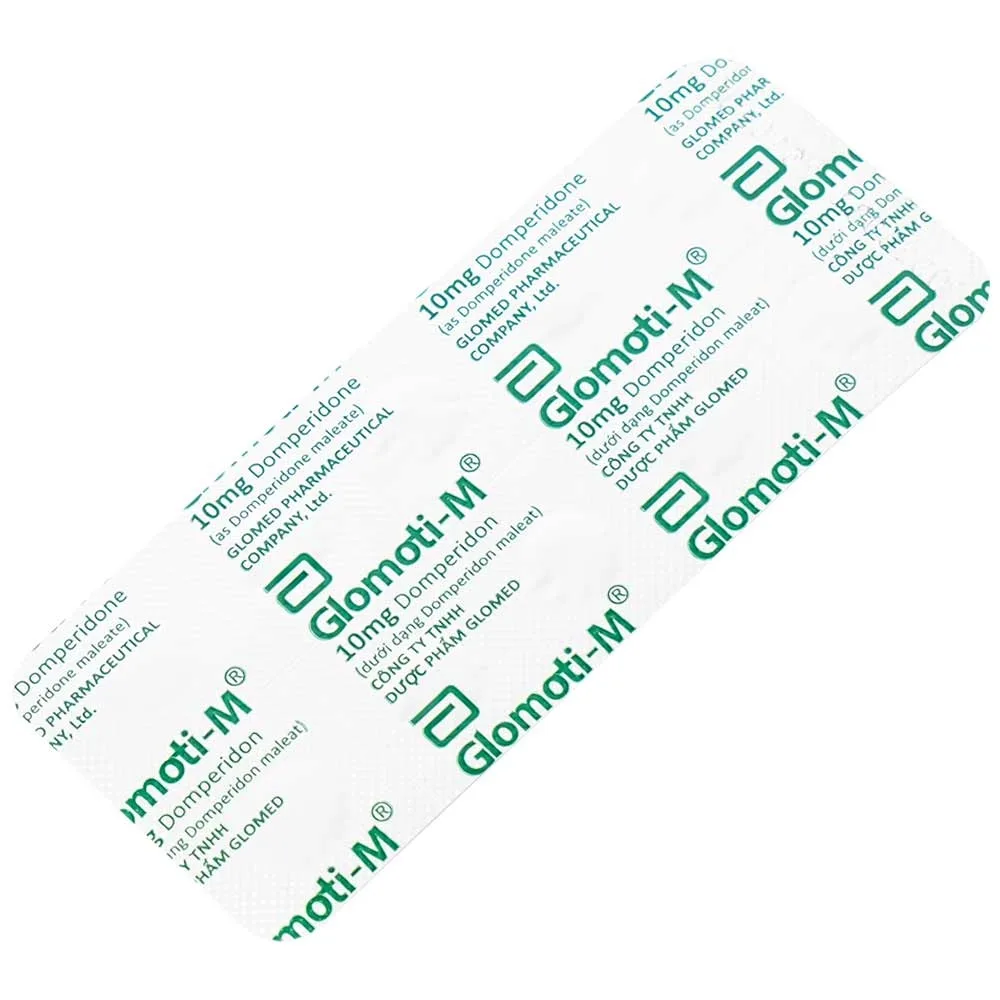 Hình ảnh Thuốc Glomoti-M Glomed điều trị triệu chứng buồn nôn, nôn, chướng bụng (10 vỉ x 10 viên)