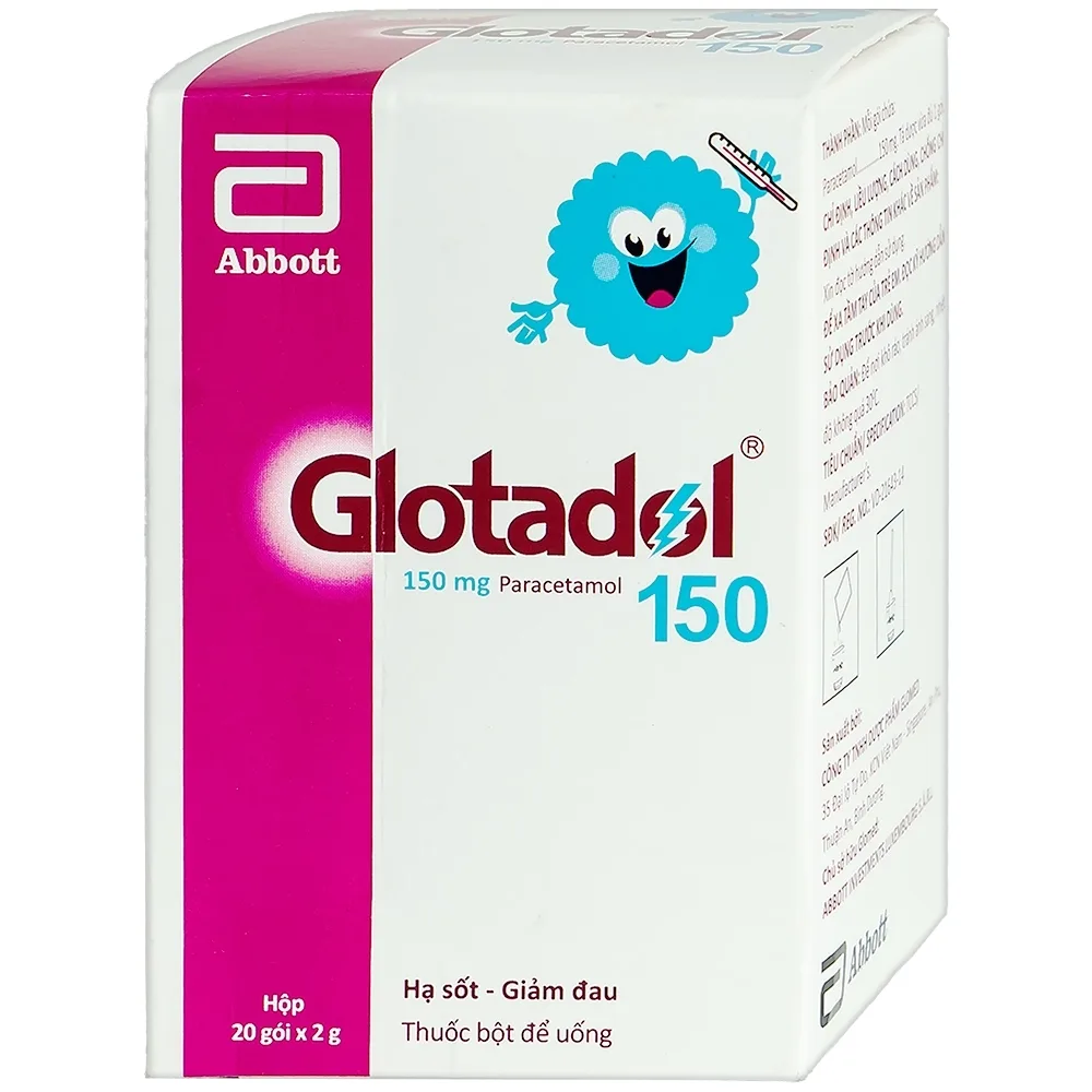 Hình ảnh Bột Glotadol 150 Abbott hỗ trợ hạ sốt và giảm các cơn đau do cảm cúm (20 gói x 2g)