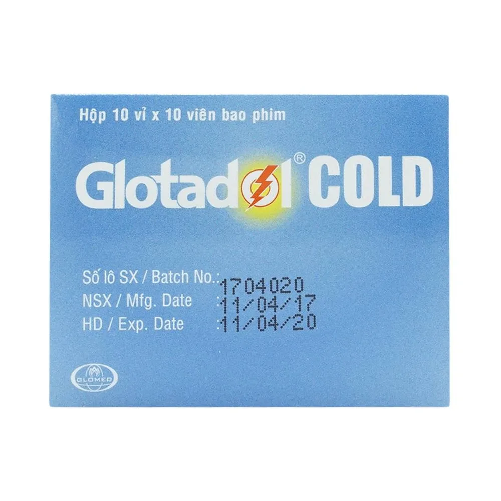 Hình ảnh Thuốc Glotadol Cold Glomed hỗ trợ giảm đau, hạ sốt (10 vỉ x 10 viên)