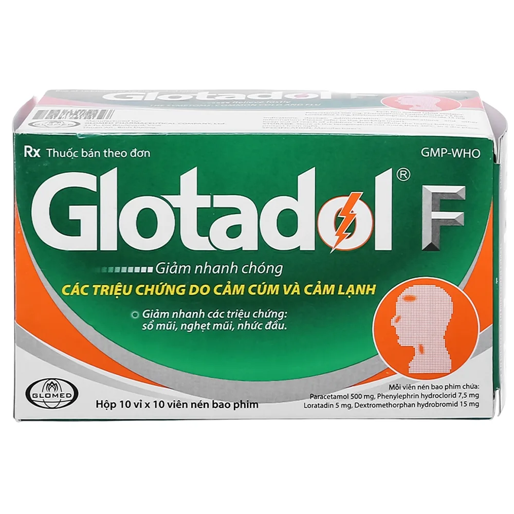 Hình ảnh Thuốc Glotadol F Glomed hỗ trợ giảm nhanh các triệu chứng do cảm cúm, cảm lạnh (10 vỉ x 10 viên)