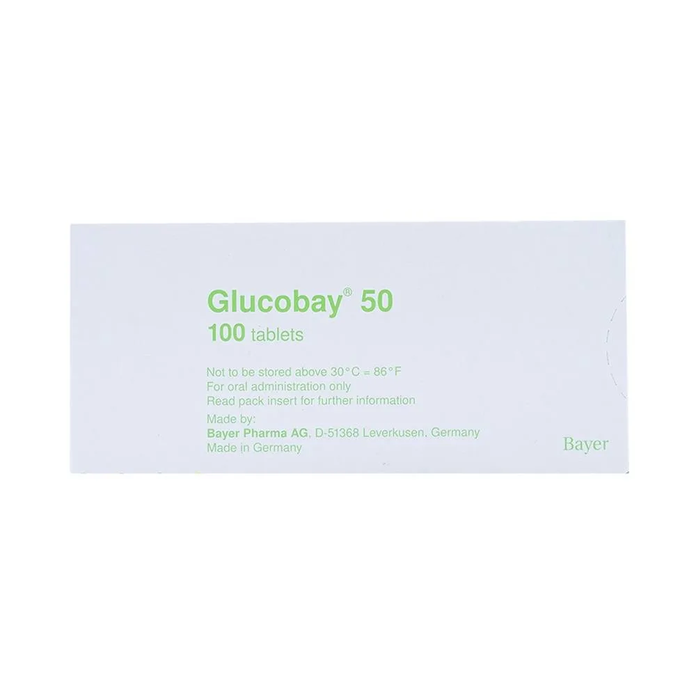 Hình ảnh Thuốc Glucobay 50 điều trị kết hợp chế độ ăn kiêng cho bệnh nhân đái tháo đường (10 vỉ x 10 viên)