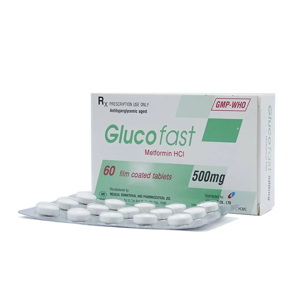 Hình ảnh Thuốc Glucofast 500mg Mebiphar điều trị tiểu đường típ 2 (4 vỉ x 15 viên)