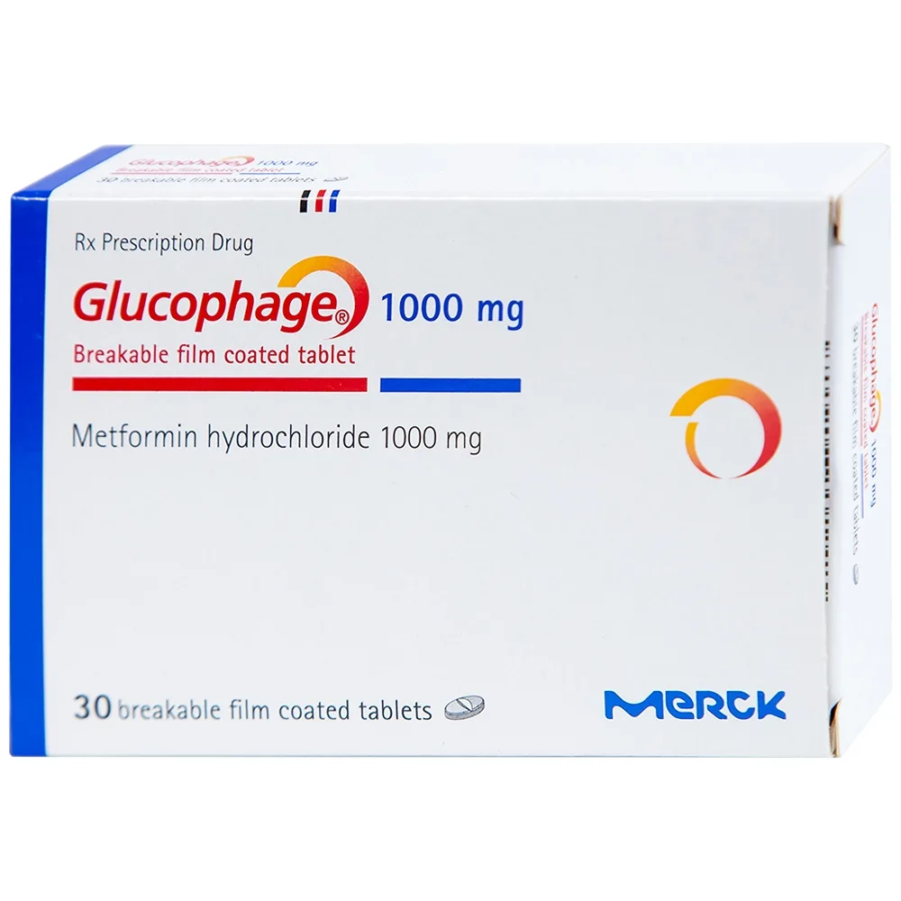 Hình ảnh Thuốc Glucophage 1000mg Merck điều trị đái tháo đường típ 2 (2 vỉ x 15 viên)