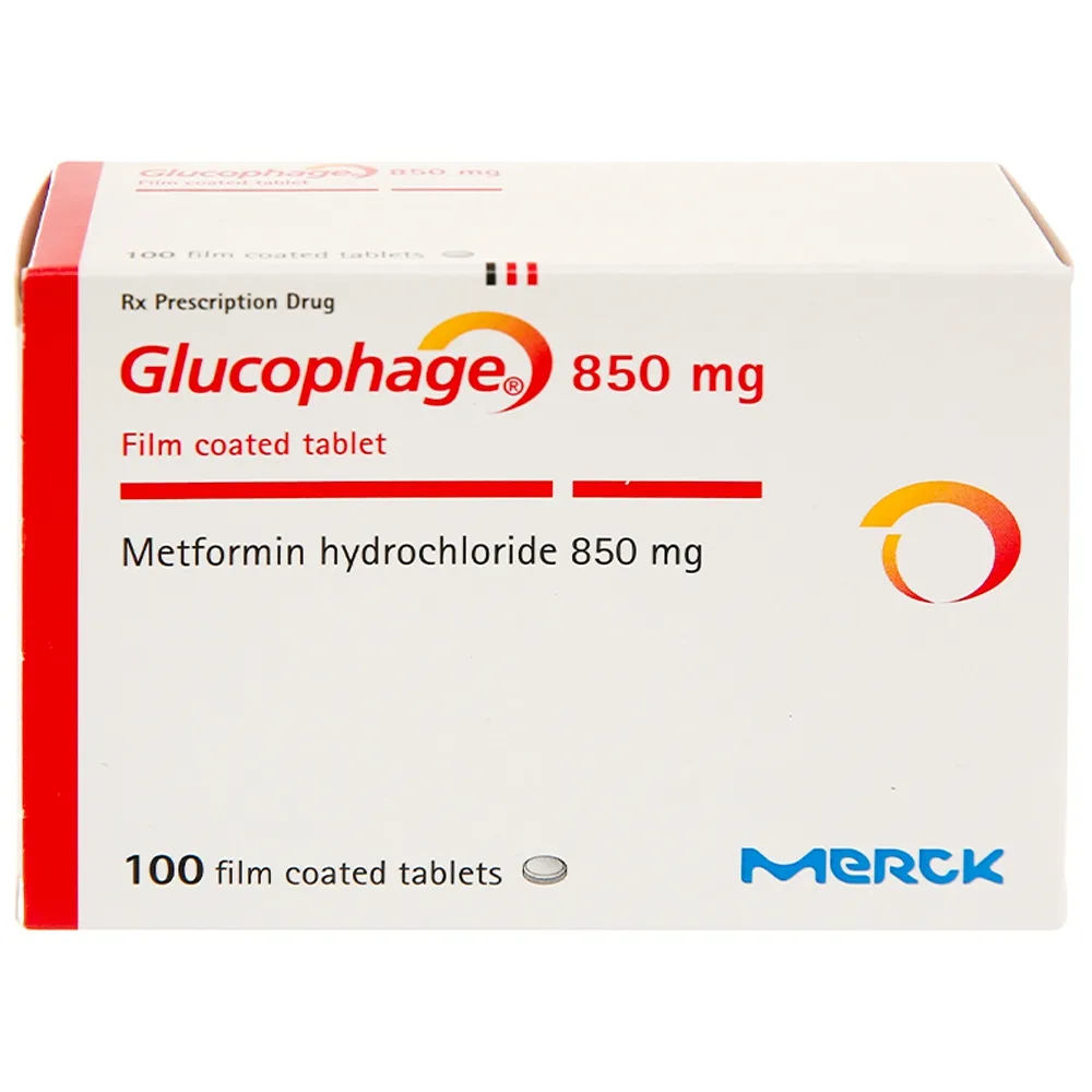 Hình ảnh Thuốc Glucophage 850mg Merck điều trị đái tháo đường típ 2 (5 vỉ x 20 viên)