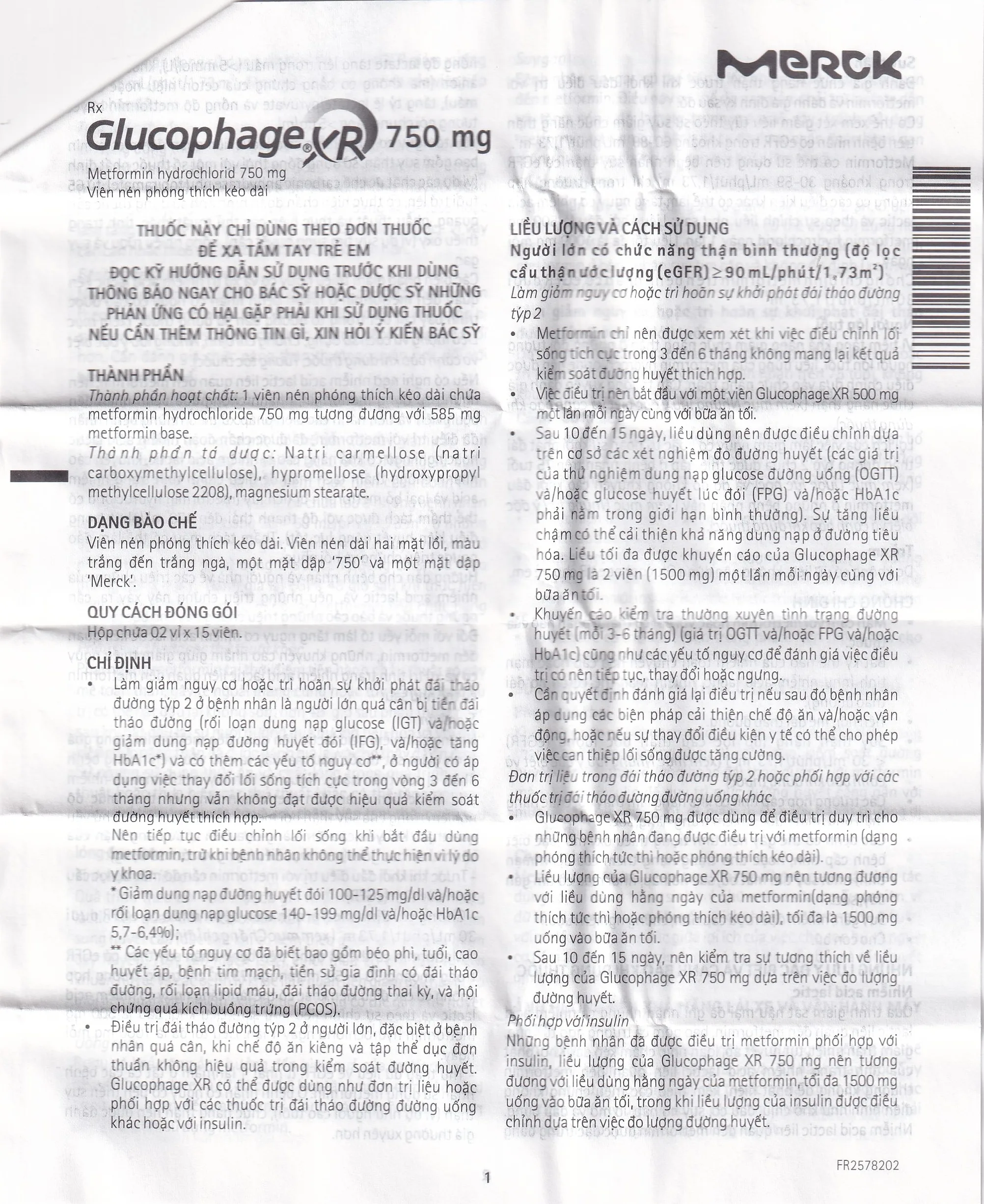 Hình ảnh Thuốc Glucophage XR 750mg Merck điều trị tiểu đường típ 2 (2 vỉ x 15 viên)