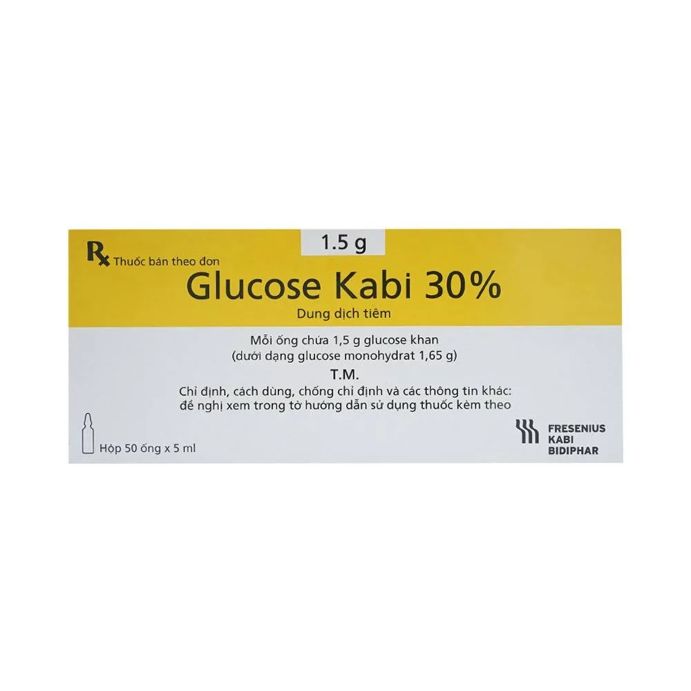 Hình ảnh Thuốc tiêm Glucose Kabi 30% Fresenius Kabi điều trị hạ đường huyết nặng (50 ống x 5ml)