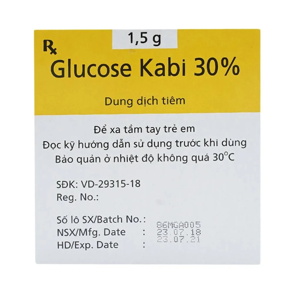 Hình ảnh Thuốc tiêm Glucose Kabi 30% Fresenius Kabi điều trị hạ đường huyết nặng (50 ống x 5ml)