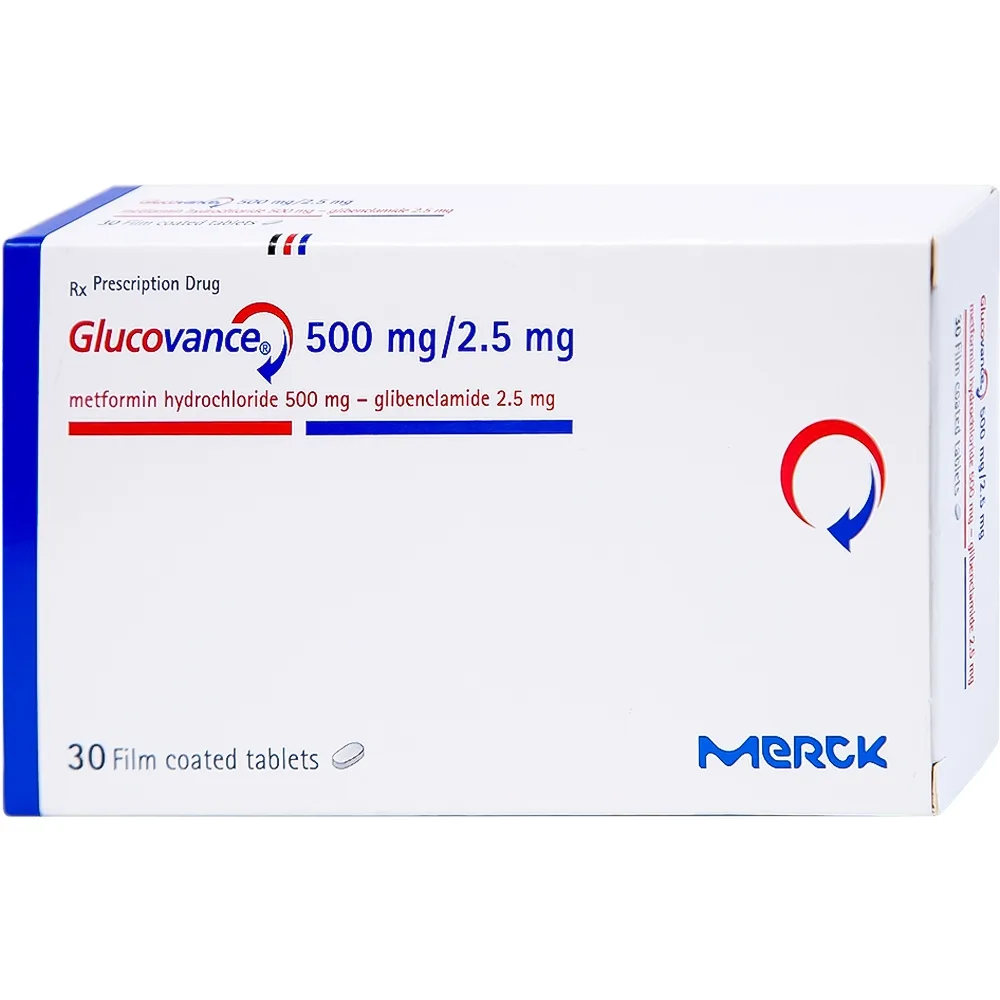 Hình ảnh Thuốc Glucovance 500mg/2.5 mg Merck điều trị tiểu đường típ 2 (2 vỉ x 15 viên)