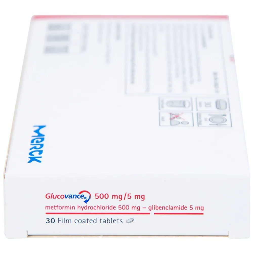 Hình ảnh Thuốc Glucovance 500mg/5mg Merck điều trị bệnh đái tháo đường típ 2 (2 vỉ x 15 viên)