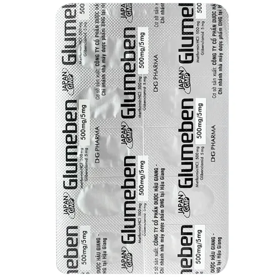 Hình ảnh Thuốc Glumeben 500/5mg DHG điều trị đái tháo đường týp 2 (3 vỉ 10 viên)