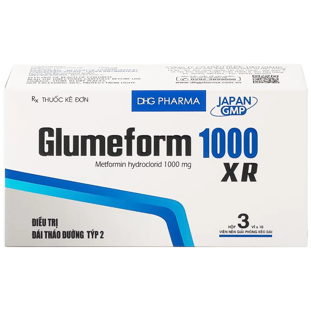 Hình ảnh Thuốc Glumeform 1000 XR DHG điều trị đái tháo đường típ 2 (3 vỉ x 10 viên)